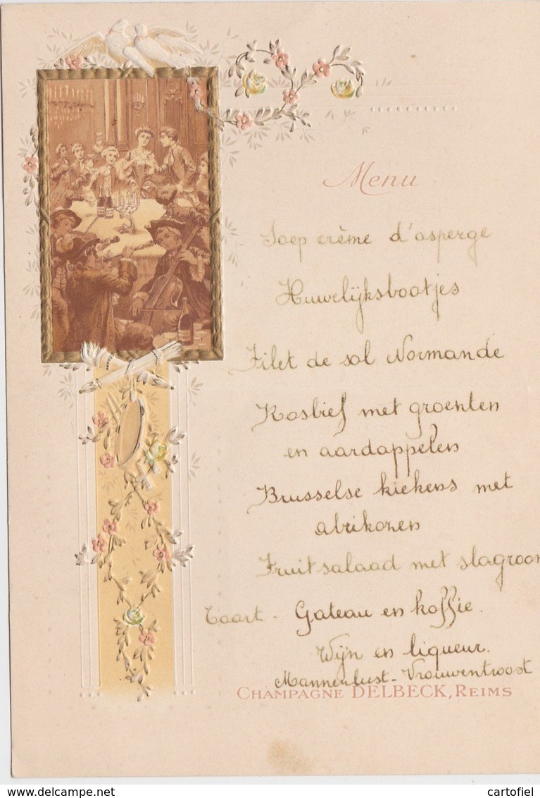 MENU-CHAMPAGNE-DELBECK-REIMS-STROOBANTS-1951-ORIGINAL-OLD-DOCUMENT+-10-14,5CM DEPLIANT-VOYEZ LES 2 SCANS! - Menu