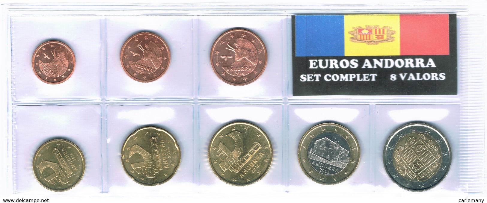 EUROS ANDORRE SET 8V. - Andorra