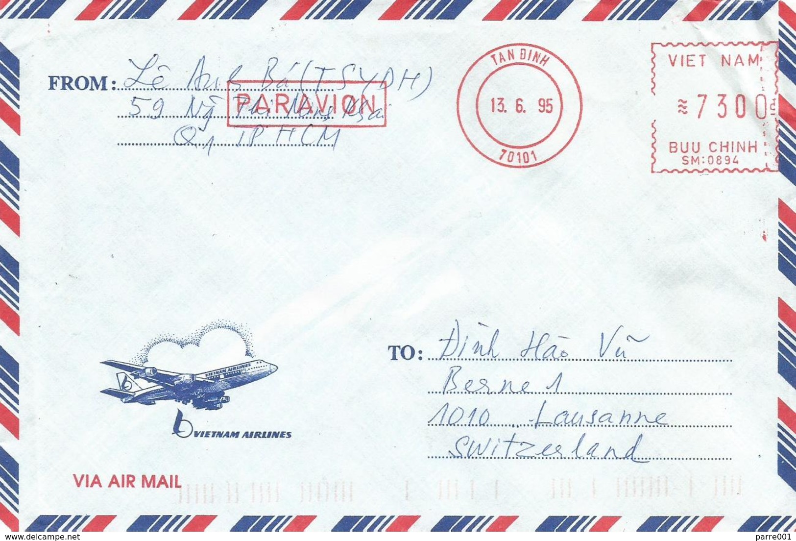 Vietnam 1995 Tan Dinh Meter Frama “EPS3000” SM0894 EMA Cover - Vietnam