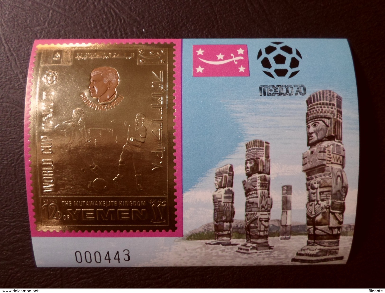 YEMEN 1970 TEMATICA CALCIO MEXICO'70 SERIE COMPLETA FOGLIETTI GOLD N. 193A-200A NUOVI ** MNH - Yemen