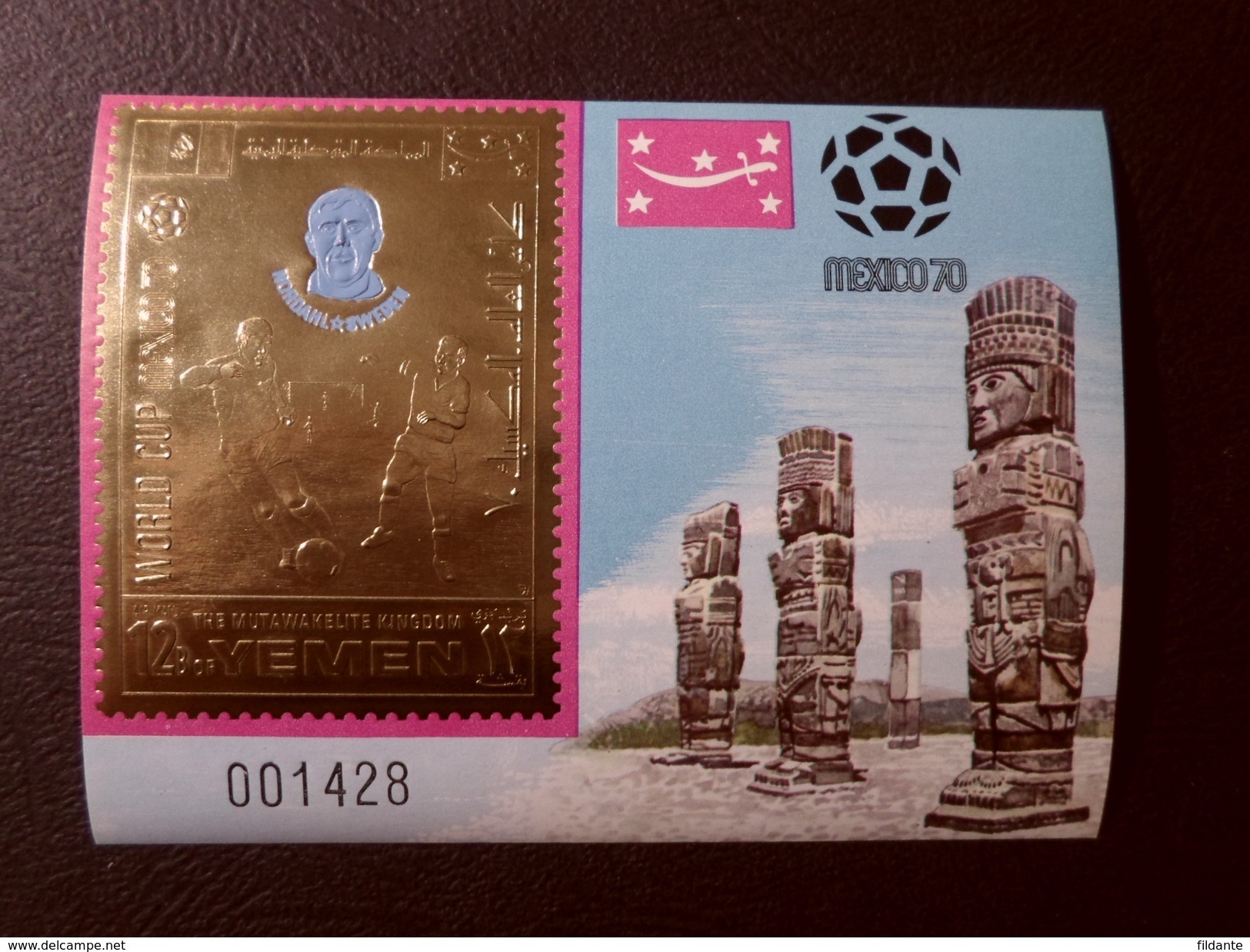 YEMEN 1970 TEMATICA CALCIO MEXICO'70 SERIE COMPLETA FOGLIETTI GOLD N. 193A-200A NUOVI ** MNH - Yemen