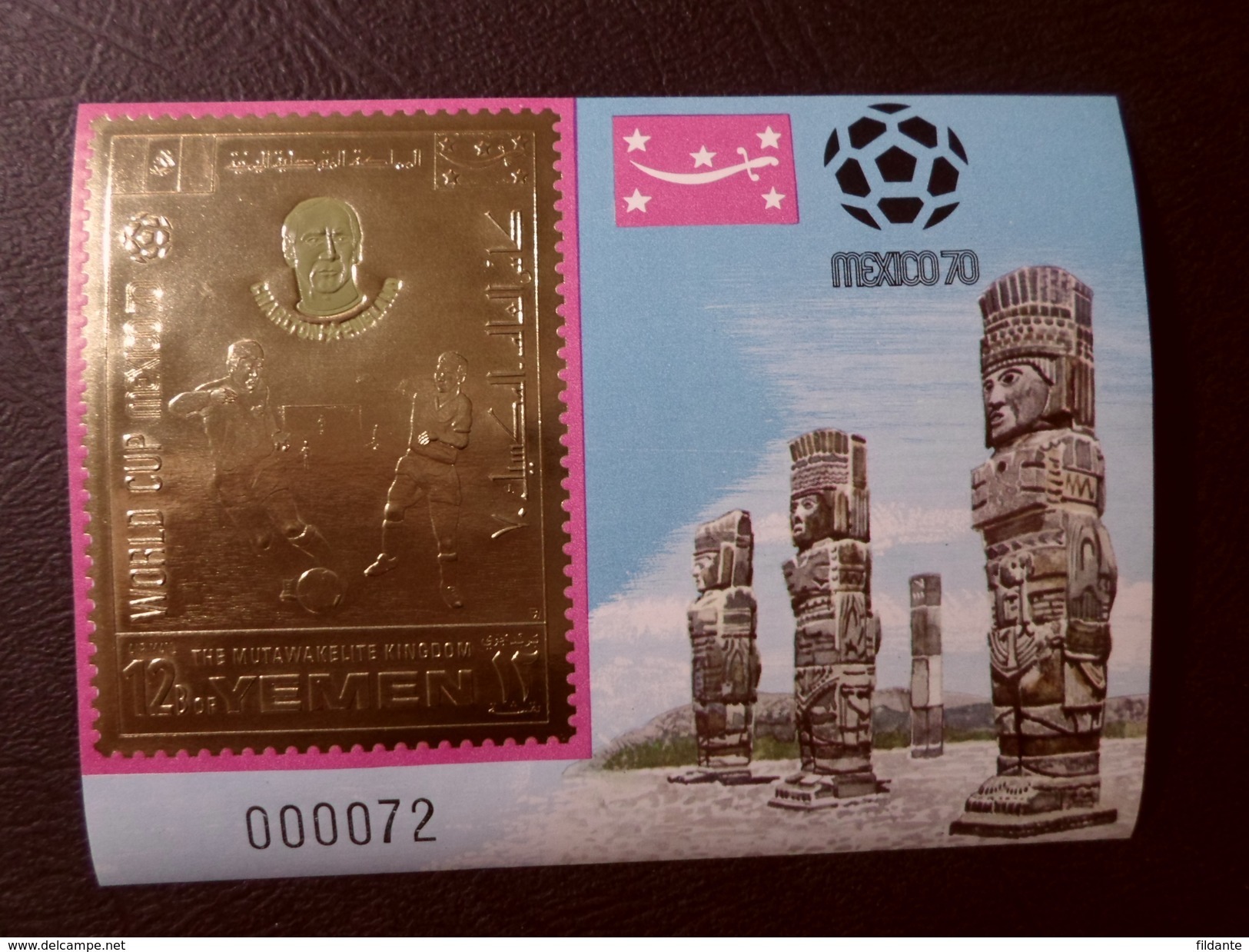 YEMEN 1970 TEMATICA CALCIO MEXICO'70 SERIE COMPLETA FOGLIETTI GOLD N. 193A-200A NUOVI ** MNH