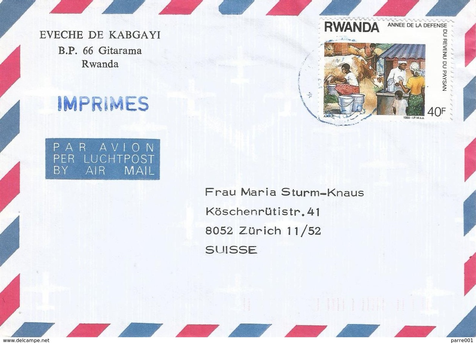 Rwanda 1991 Gitarama Milk Cow Dairy Cover - Gebruikt