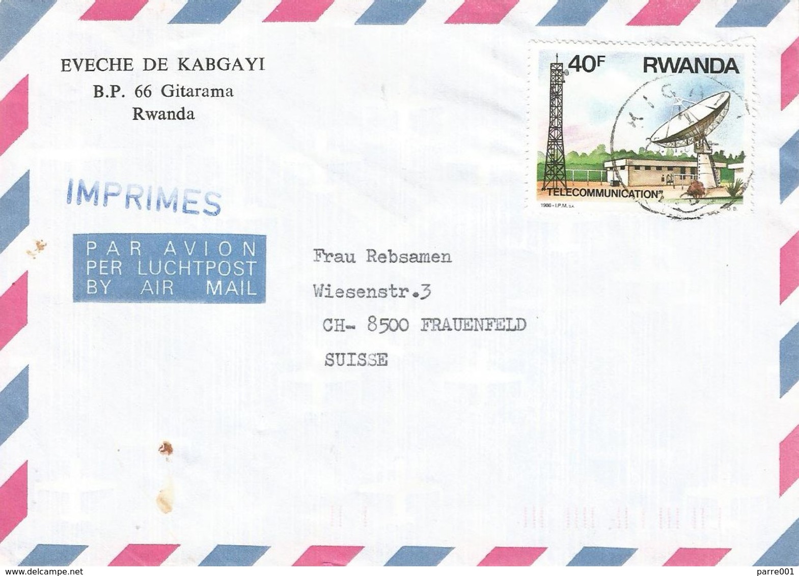 Rwanda 1989 Kigali Telecommunication Satellite Dish Tower Cover - Used Stamps