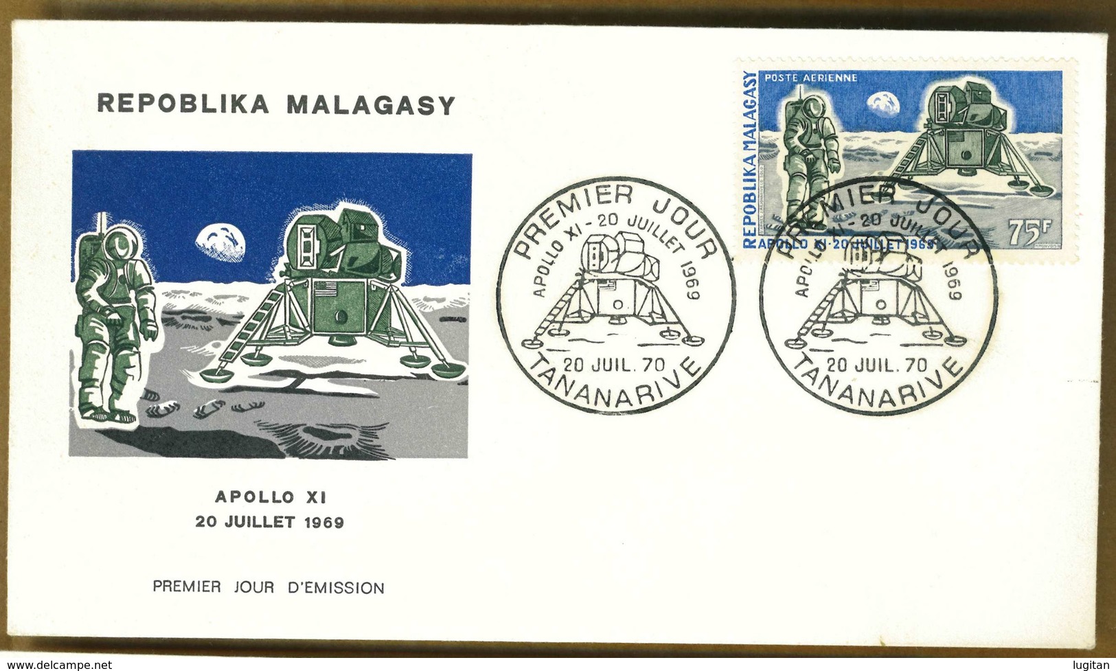 MADAGASCAR - MALAGASY -  1970 Airmail - The 1st Anniversary Of Manned Moon Landing   - FDC - Madagascar (1960-...)