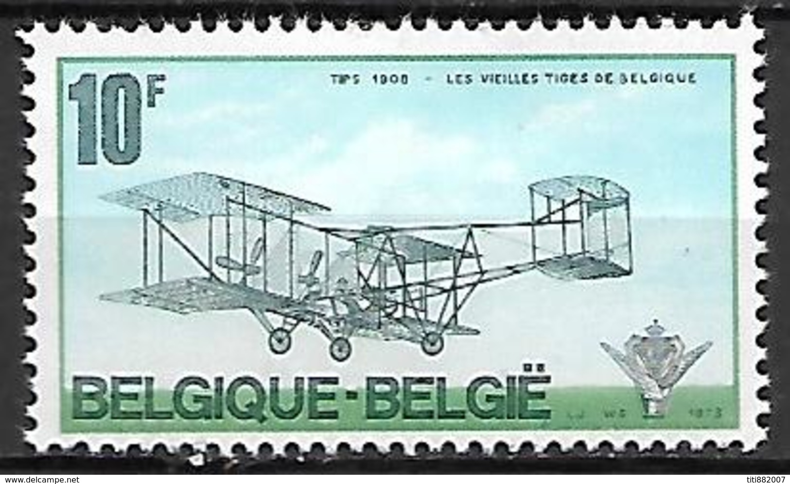 BELGIQUE     -  1973  .  Y&T N° 1668 * .   AVION  Biplan - Unused Stamps