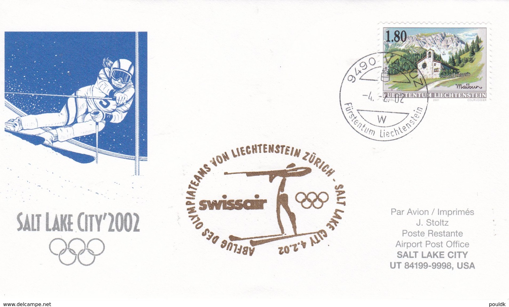 Liechtenstein 2002 Salt Lake City Olympic Winter Games - National Team Flying To Games (DD24-23) - Winter 2002: Salt Lake City