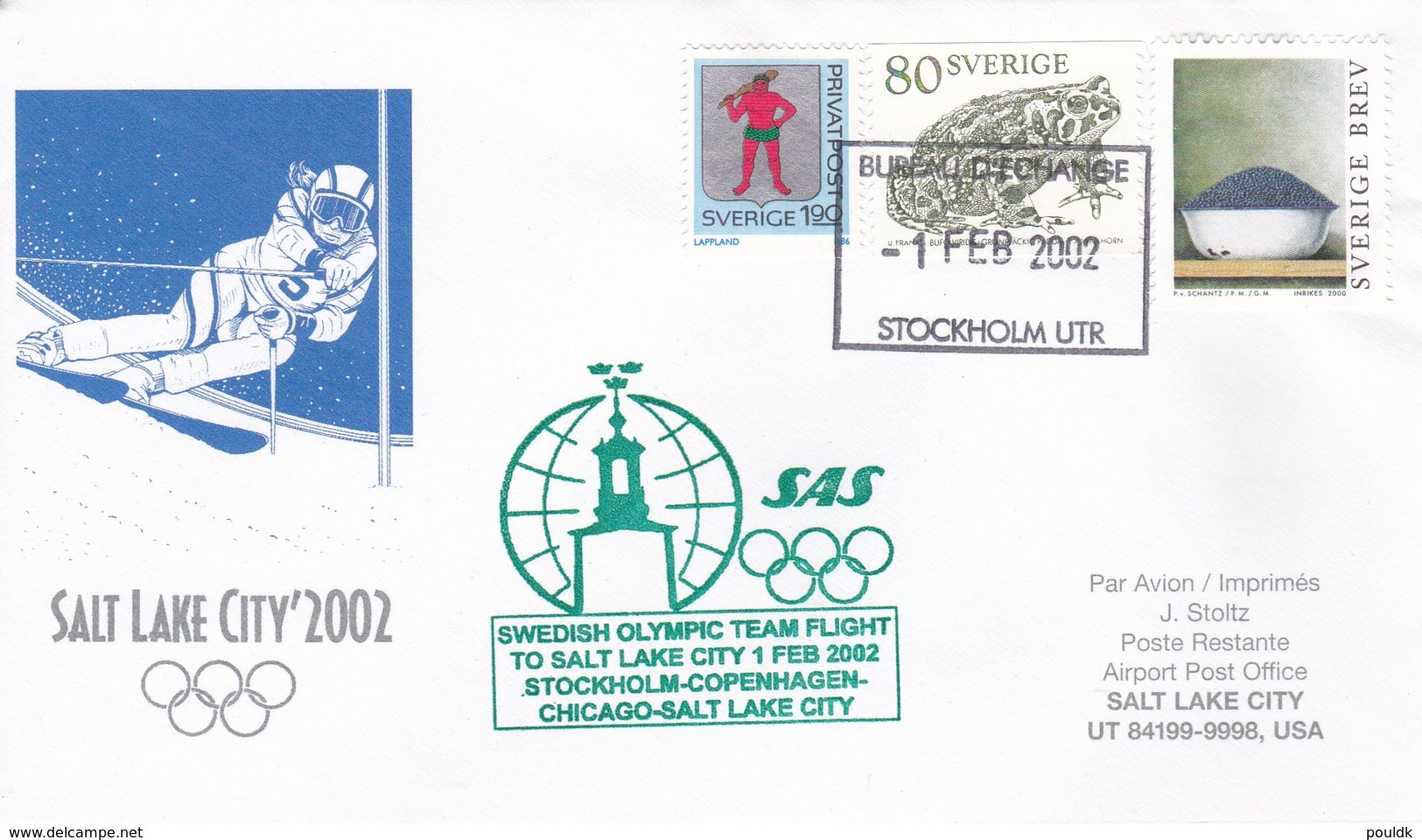 Sweden 2002 Salt Lake City Olympic Winter Games - National Team Flying To Games (DD24-23) - Hiver 2002: Salt Lake City