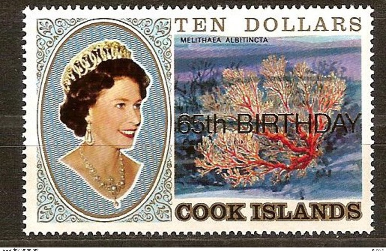 Cook Islands 1991 Yvertn° 1019 *** MNH Cote 22,50 Euro Coraux Koralen Overprint 65th Birthday Elizabeth II - Cookinseln