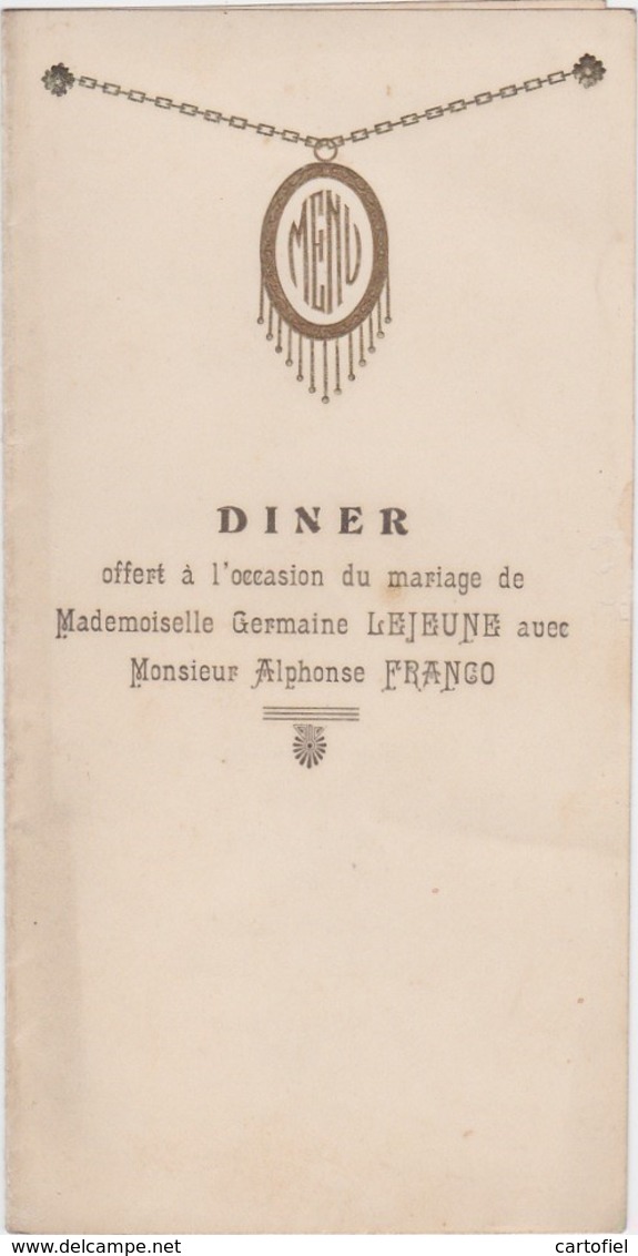 MENU-GAUFRE-BRUSTEM-HUWELIJK-LEJEUNE-FRANCO-1929-ORIGINAL-VINTAGE+-8-16CM-DEPLIANT-IMP.DUCHATEAU-ST.TROND-ZIE 2 SCANS! - Menu