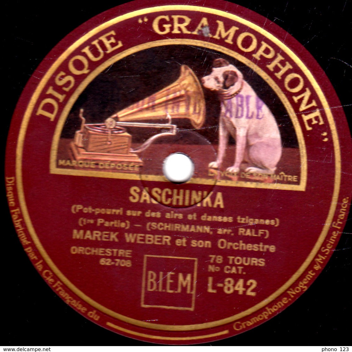 78 Trs - 30 Cm - état TB - SASCHINKA (1re Et 2e Parties) Pot-pourri Airs Et Danses Tziganes - ORCHESTRE MAREK WEBER - 78 T - Disques Pour Gramophone