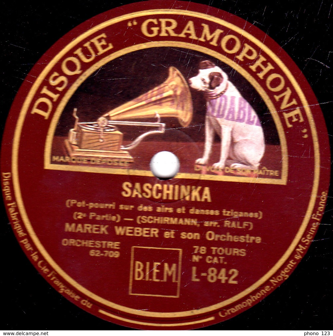 78 Trs - 30 Cm - état TB - SASCHINKA (1re Et 2e Parties) Pot-pourri Airs Et Danses Tziganes - ORCHESTRE MAREK WEBER - 78 T - Disques Pour Gramophone