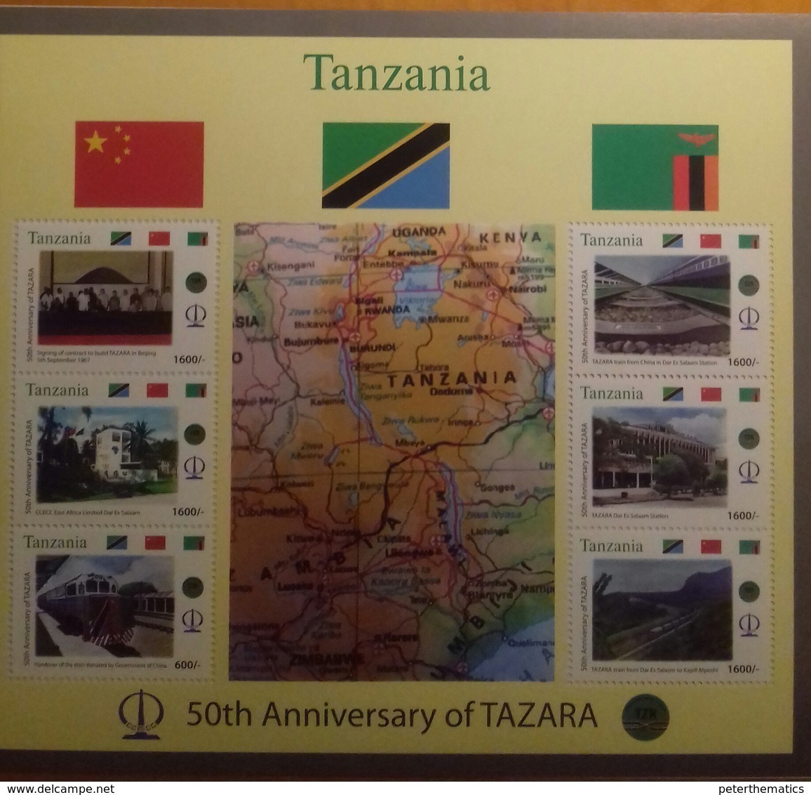 TANZANIA, 2018, MNH,  TAZARA RAILWAY, TRAINS, MOUNTAINS,FLAGS, MAPS, SLT +6v - Treni