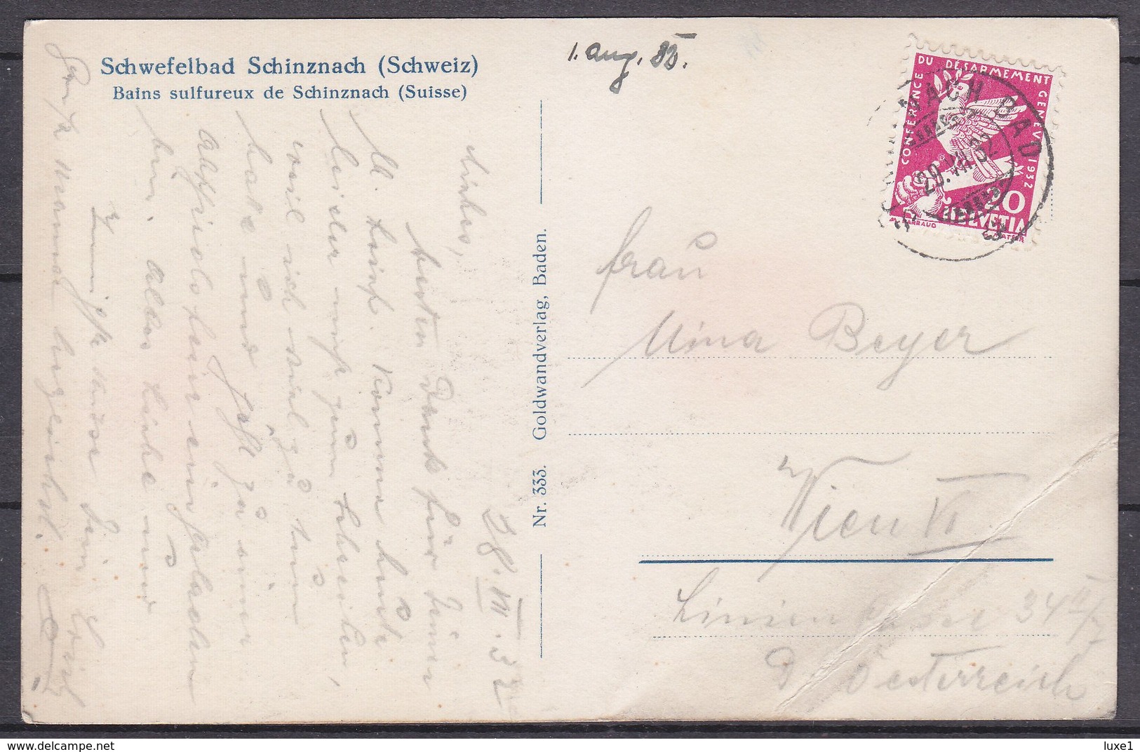 SWITZERLAND  , Schinznach Bad   ,  OLD POSTCARD - Schinznach 