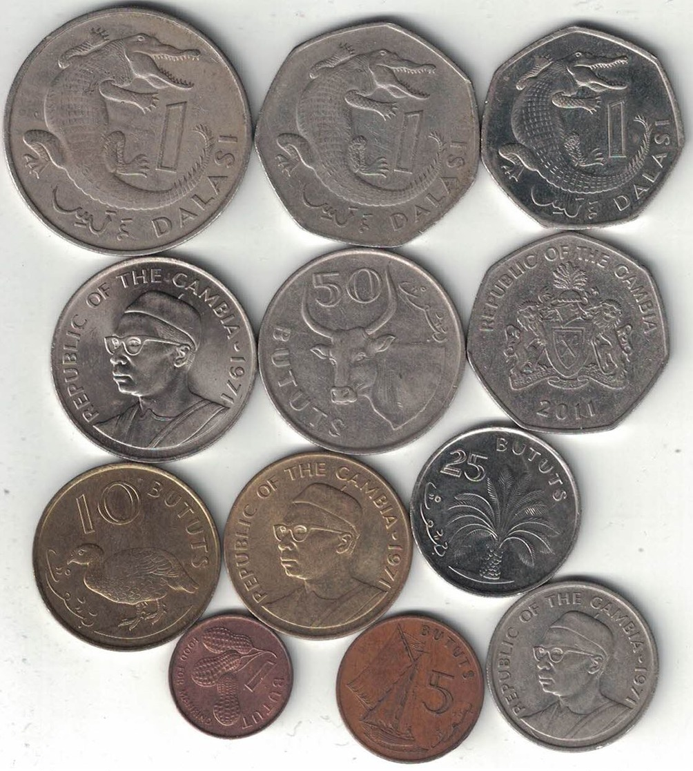 Gambia Collection Of 12 Coins 1971-2011 All Listed & Different - Gambia