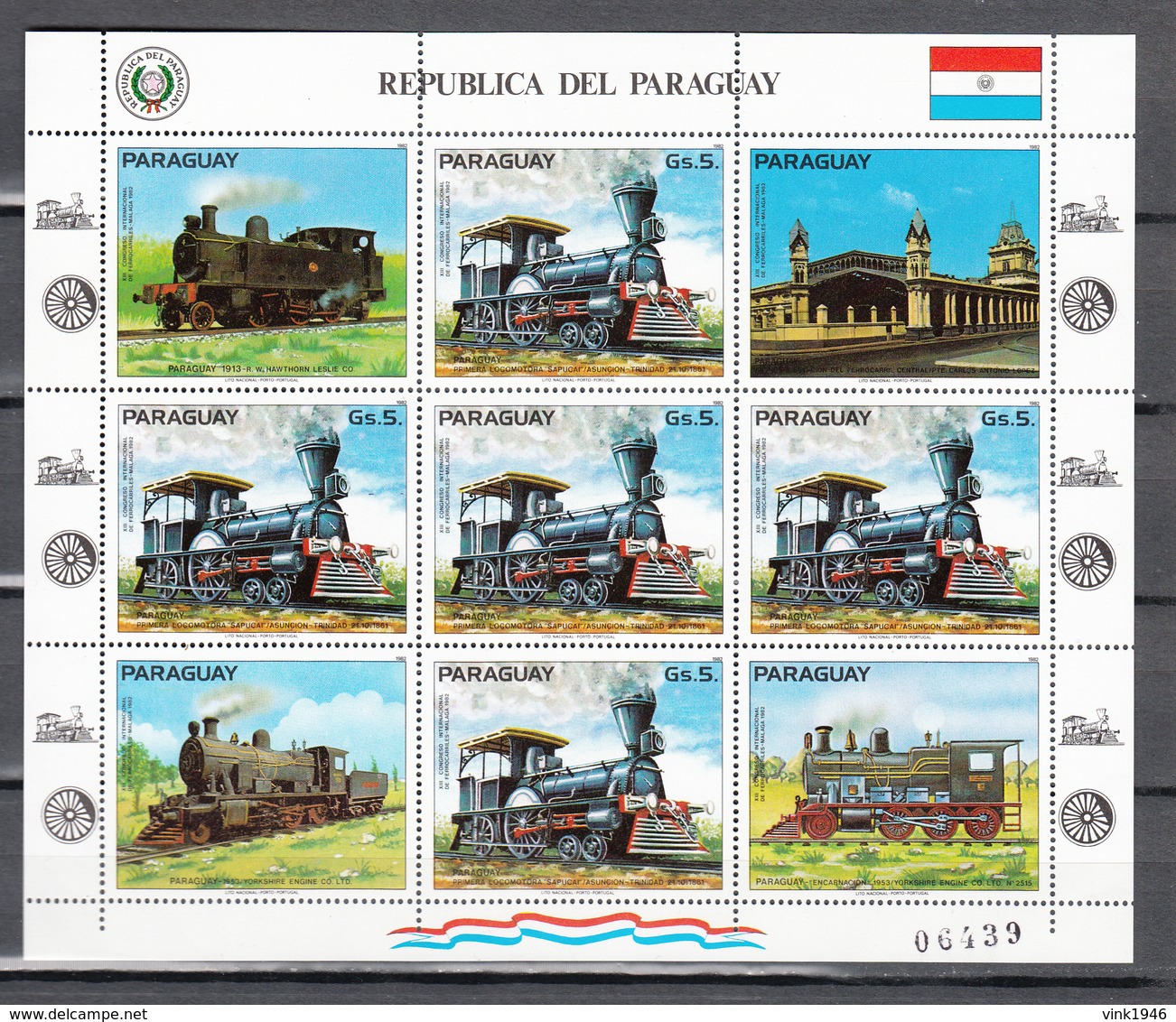 Paraguay 1982,5V In KB,railway,trains,treinen,züge,trenes,treniMNH/Postfris(L3366) - Treinen