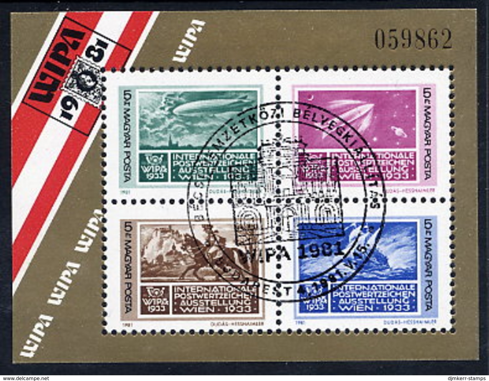 HUNGARY 1981 WIPA Stamp Exhibition Block Used.  Michel Block 150 - Usado