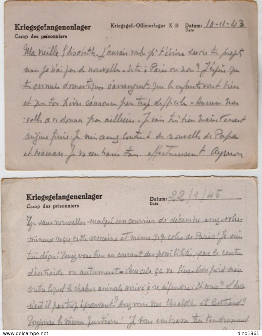 VP13.475 - MILITARIA - 2 Courriers Du Lieutenant Aymon MARTEL Prisonnier De Guerre En Allemagne - Documentos