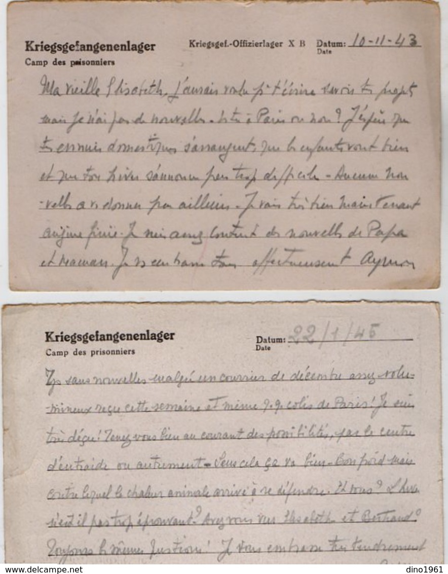 VP13.475 - MILITARIA - 2 Courriers Du Lieutenant Aymon MARTEL Prisonnier De Guerre En Allemagne - Documenti