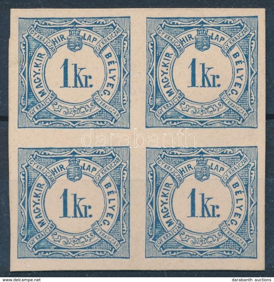 ** 1888 Hírlapilleték 1kr Négyestömb A Milleniumi Albumból, Kartonpapíron, Nagyon Ritka! - Andere & Zonder Classificatie