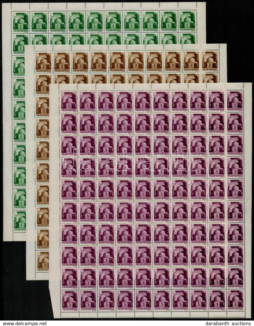 ** 1943 Hadvezérek 1 P, 2 P, 5 P Hajtott Teljes 100-as ívekben (38.000) / Mi 739-741 Folded Complete Sheets - Other & Unclassified