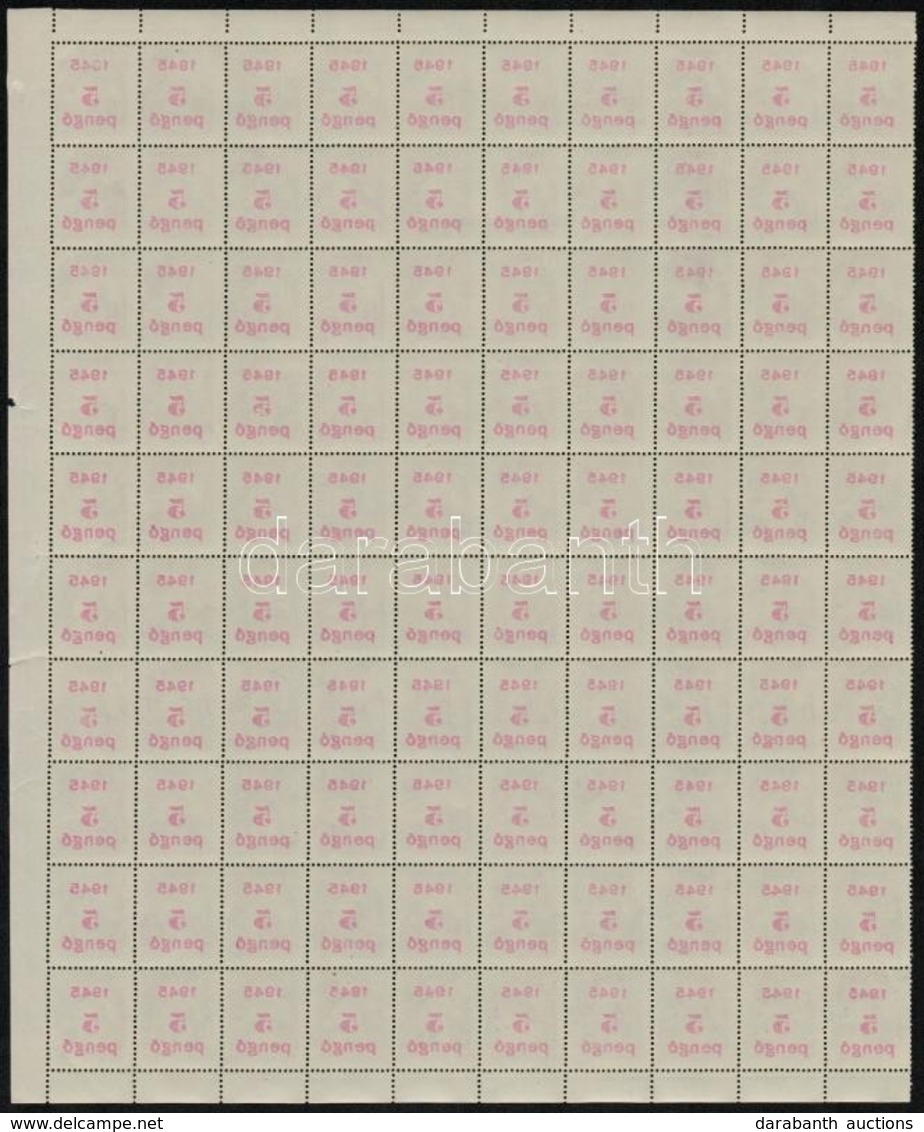 ** 1945 Kisegítő 5P/5P 100-as ív A Felülnyomás Gépszínátnyomatával / Mi 809 Sheet Of 100 With Machine Offset Of The Over - Autres & Non Classés