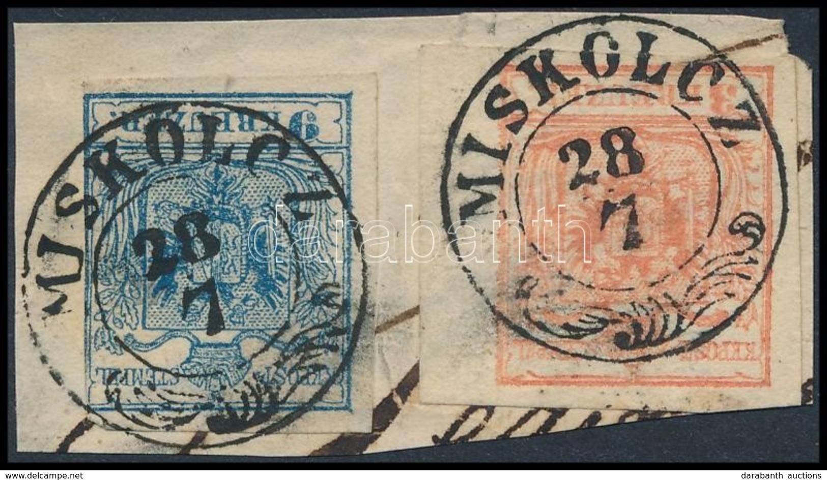 1850 3kr ívszéli Bélyeg + 9kr Kivágáson ,,MISKOLCZ' - Autres & Non Classés