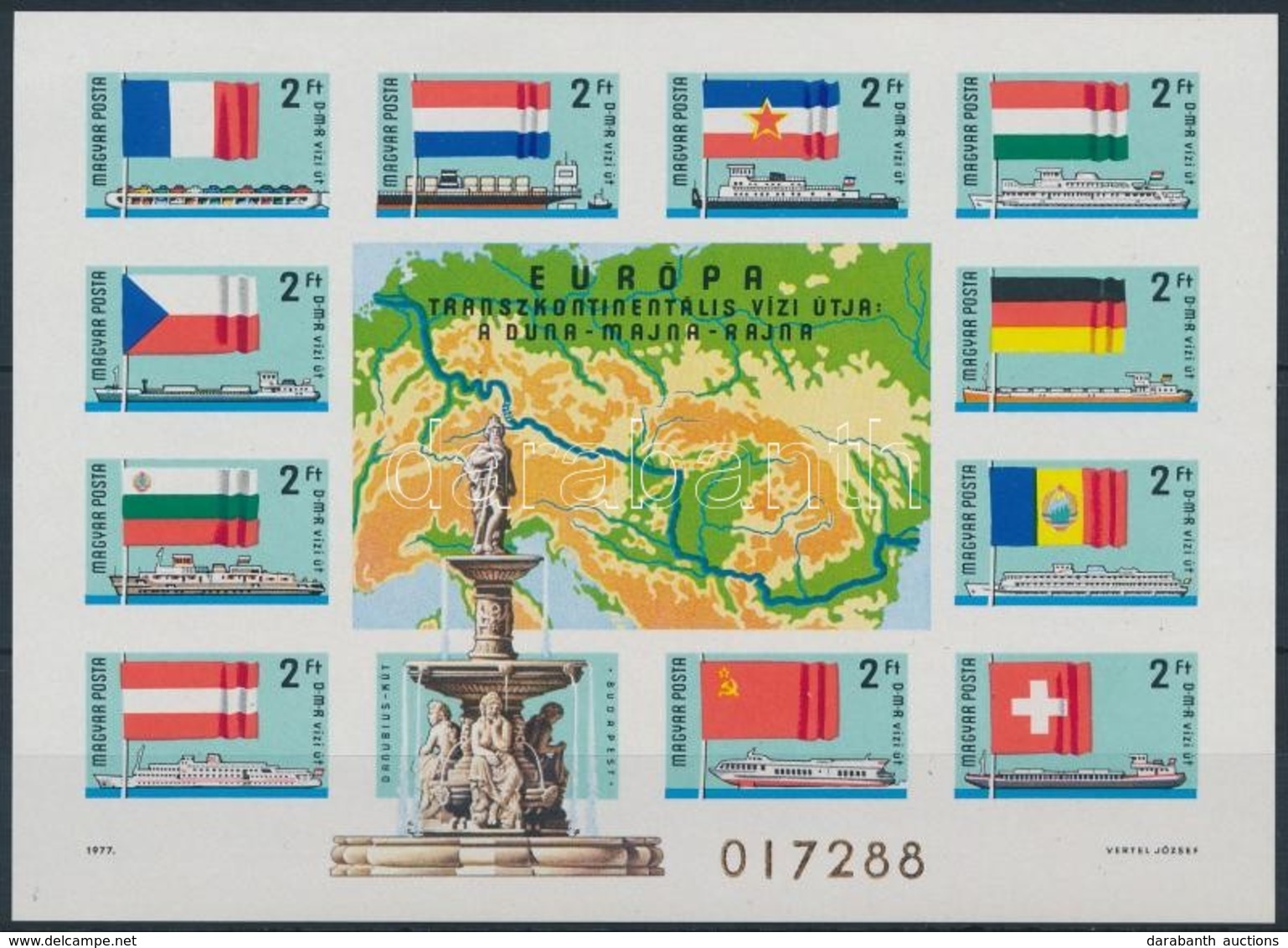 ** 1977 Európa Transzkontinentális Vízi útja Vágott Blokk (25.000) - Autres & Non Classés