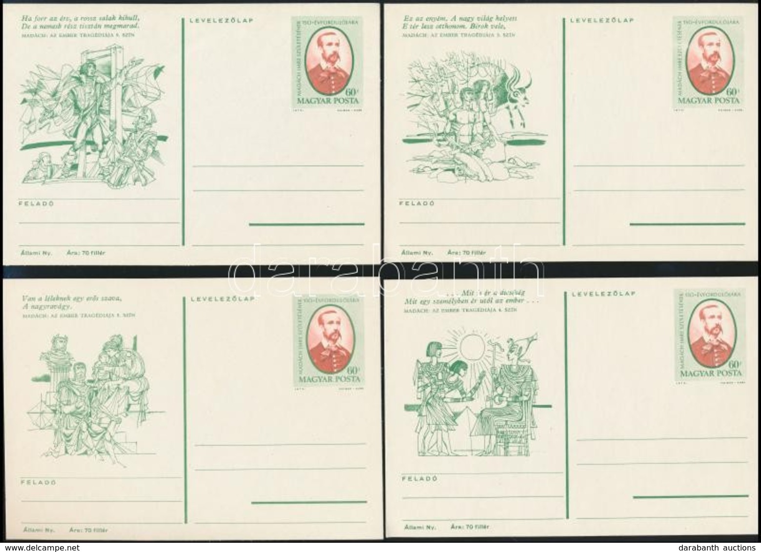 1973 30 Db Használatlan Díjjegyes Levelezőlap Az Ember Tragédiája és Egy Goethe Idézettel - Oblitérés