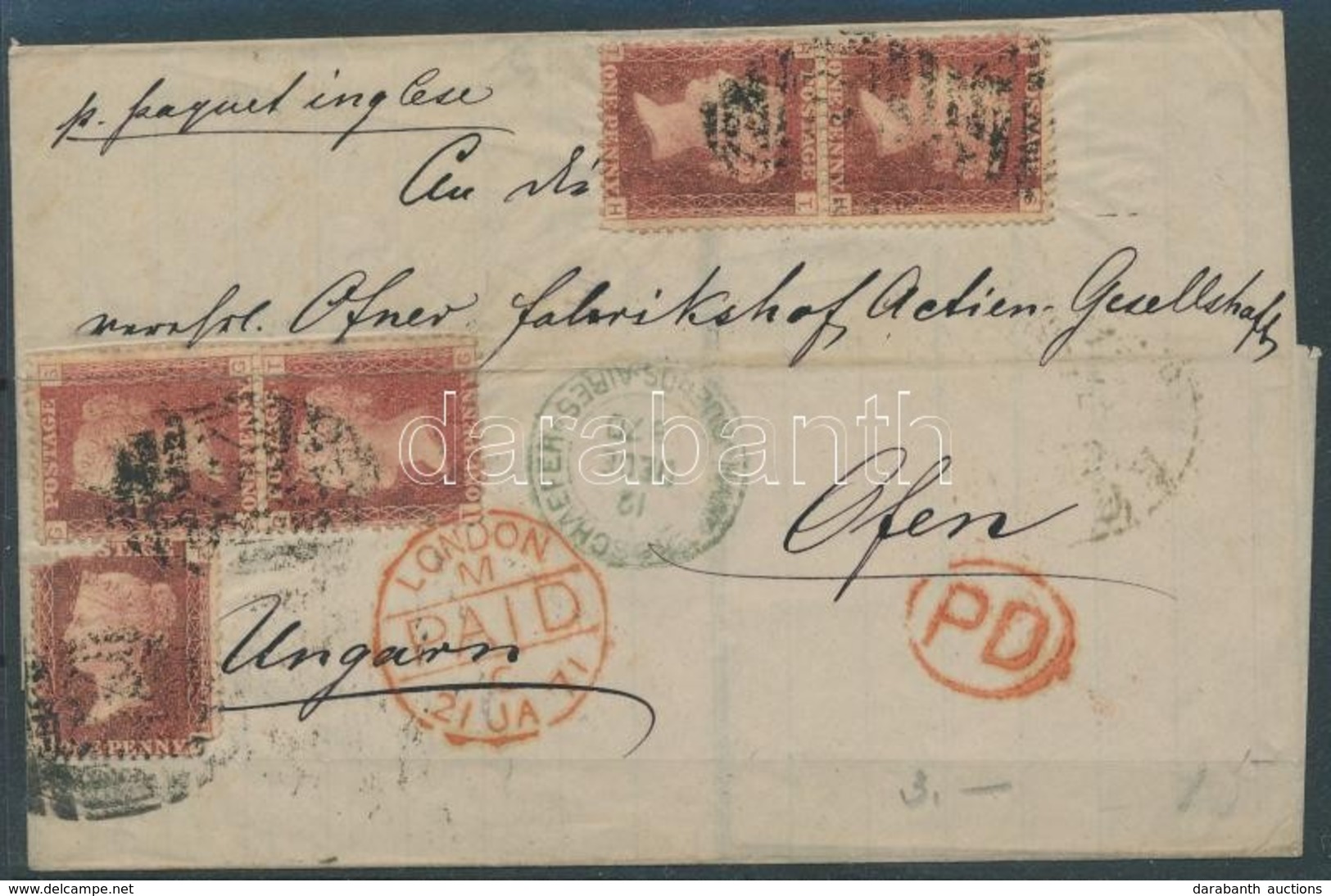 1870 Levél Argentínából Angol Bélyegekkel Bérmentesítve Angol Hajópostával Londonon Keresztül Budára. A 6 X 1 P Bérmente - Autres & Non Classés