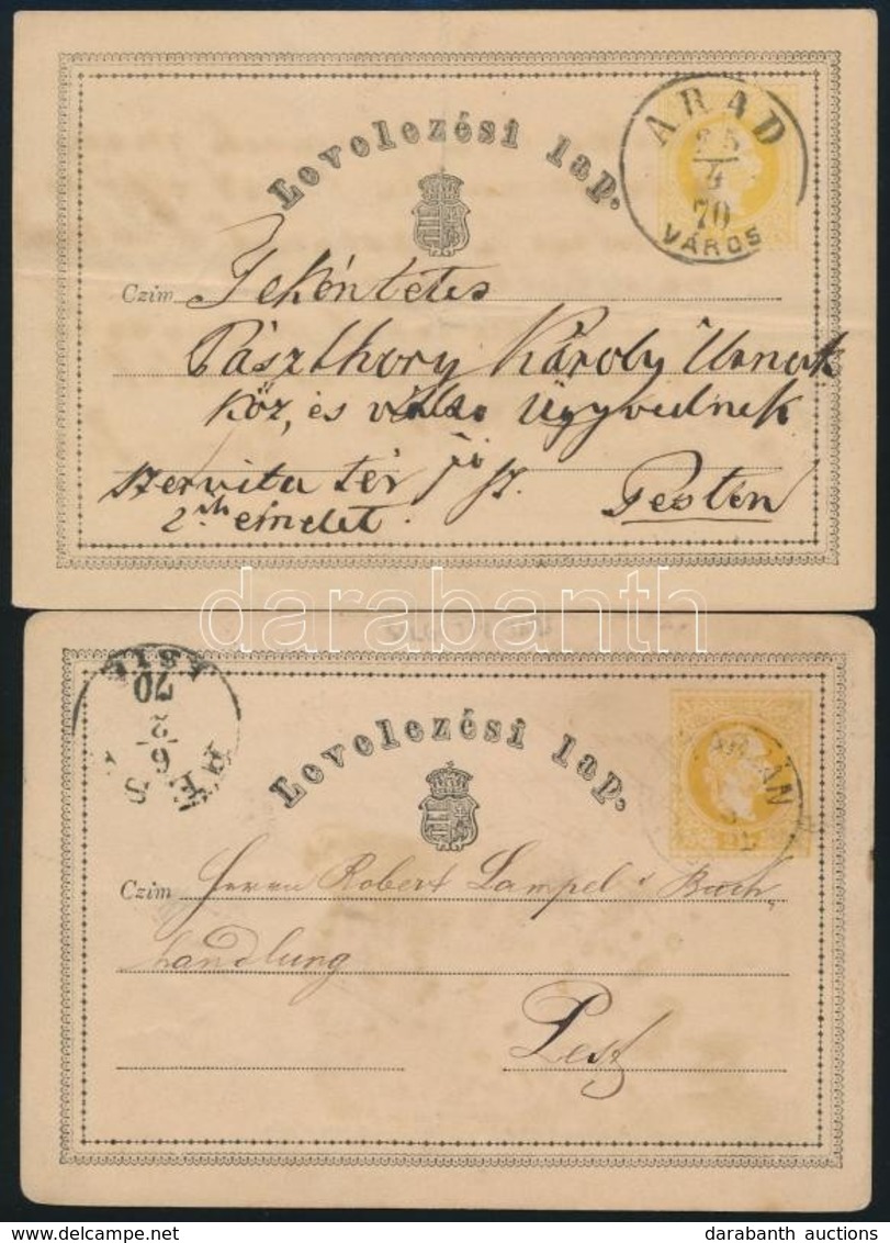 1870 2 Db Díjjegyes Levelezőlap - Autres & Non Classés