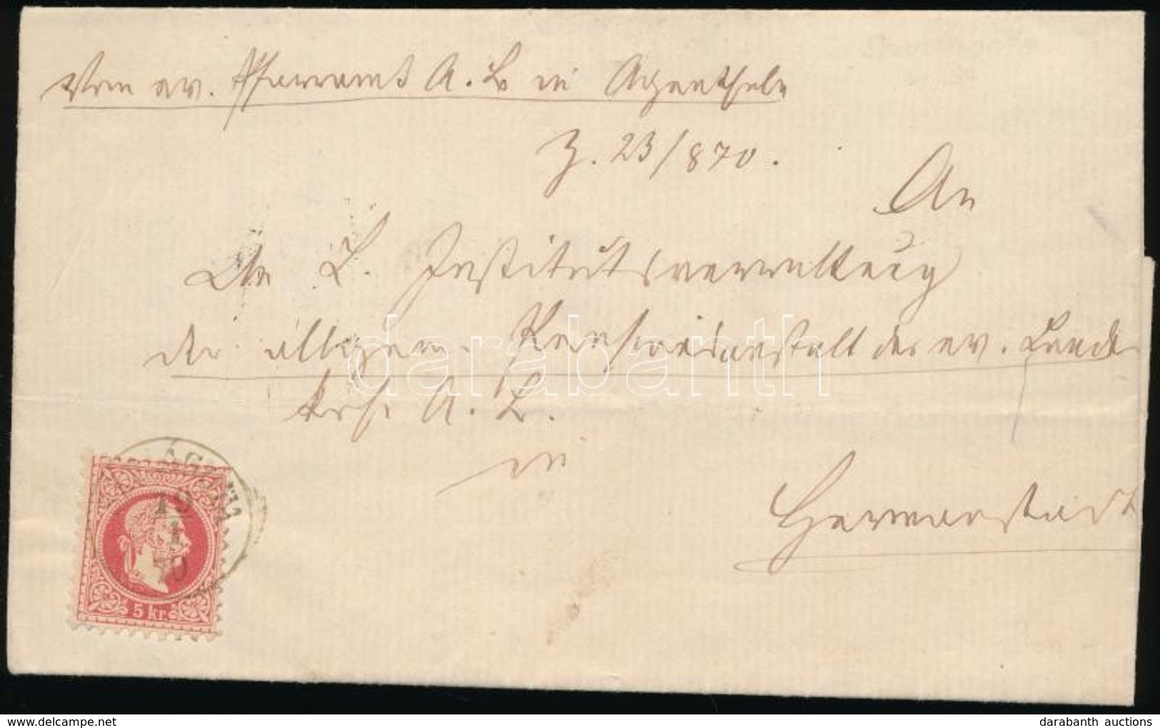 1870 5kr Levélen / On Cover 'SZT.ÁGOTA' - 'NAGY SZEBEN' - Altri & Non Classificati