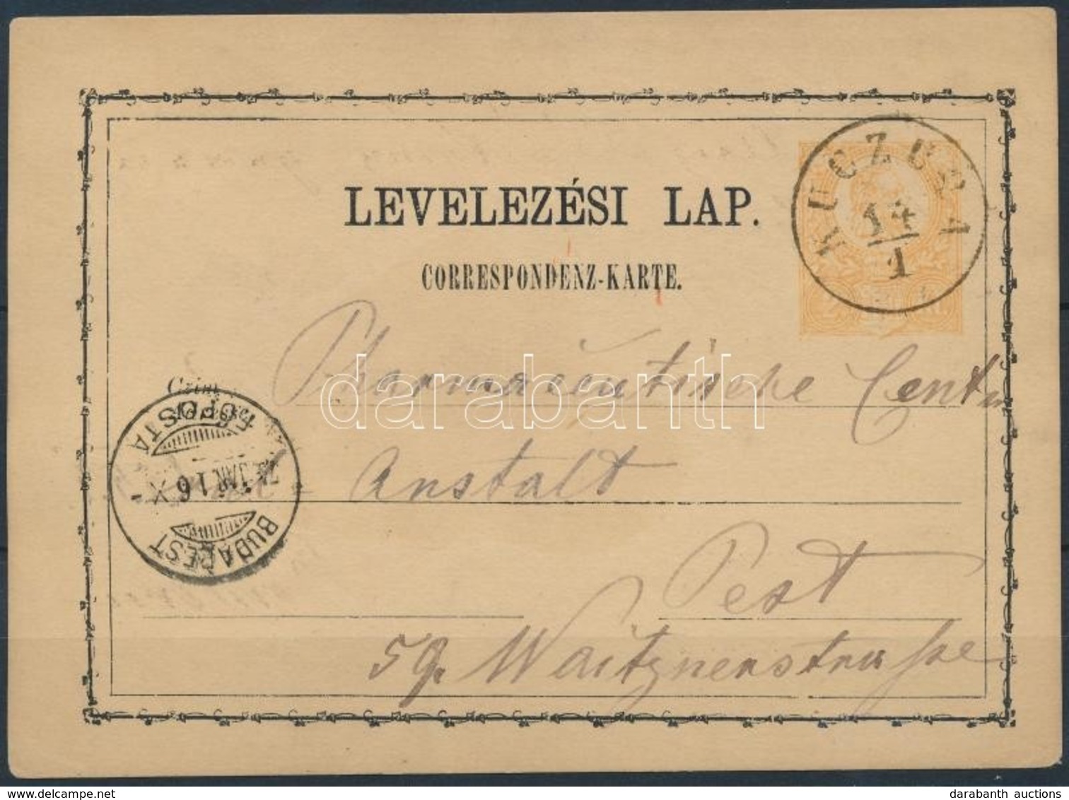 1874 Díjjegyes Levelezőlap / PS-card 'KUCZURA' - 'BUDAPEST' - Autres & Non Classés
