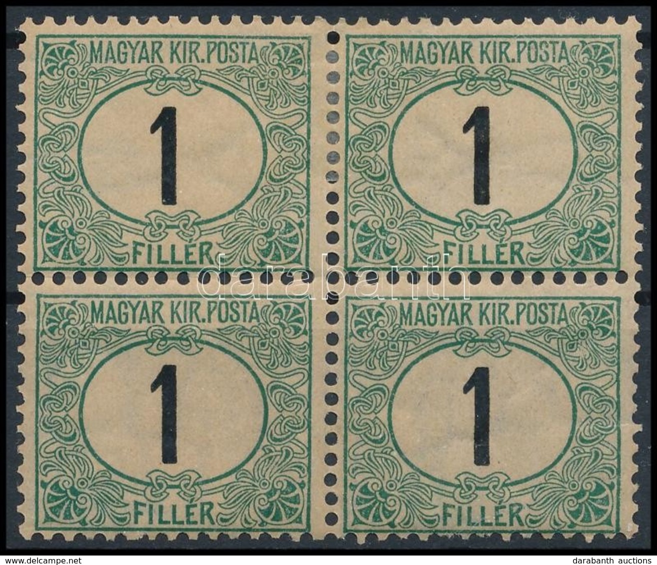 ** * 1903 Zöldportó 1f Négyestömb Csillag Vízjellel - Autres & Non Classés