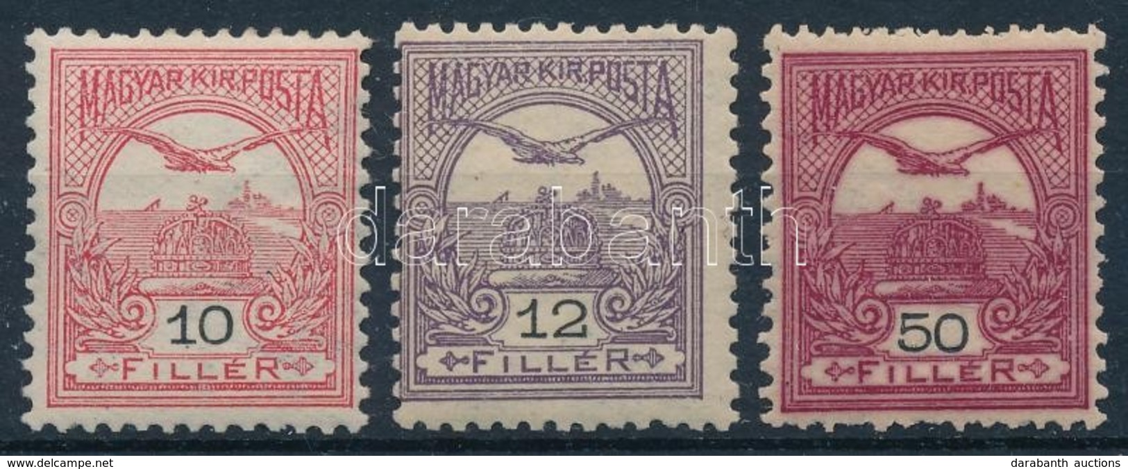 * 1904 Turul 10f, 12f, 50f Alig Látható Falcnyommal (4.000) - Autres & Non Classés