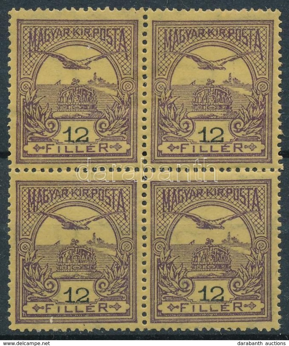 ** * 1913 Turul 12f Négyestömb, Benne 2 Db II. Típusú Bélyeg - Autres & Non Classés