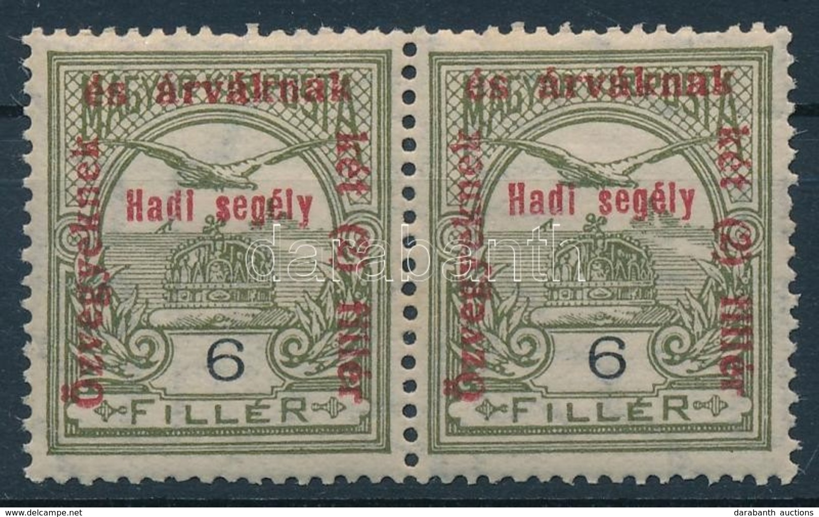 ** 1915 Hadisegély 6f Pár, 1 Bélyeg II. Típusú - Autres & Non Classés