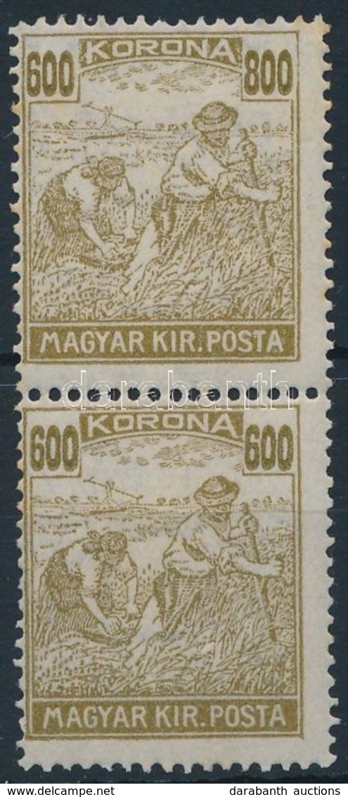 ** 1924 Arató-Parlament 600K Függőleges Pár, Benne Tévnyomat '600/800K' / Mi 395 Vertical Pair  Including Error '800' Fo - Autres & Non Classés