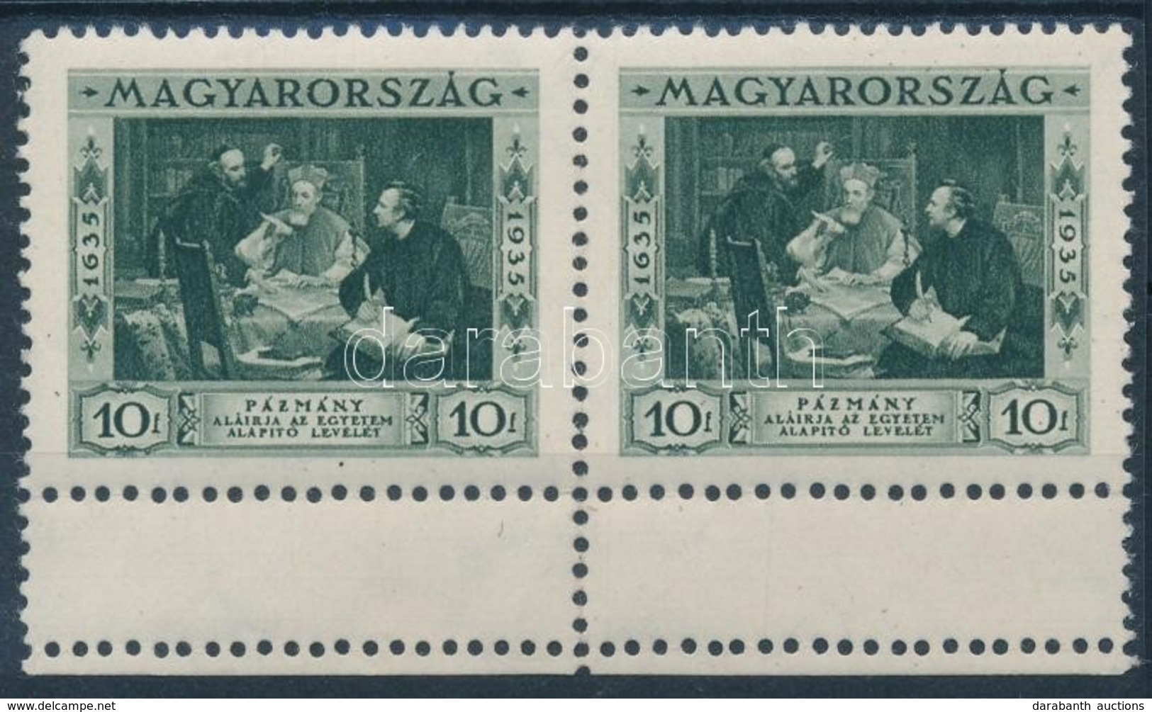 ** 1935 Pázmány 10f Pár Alul 2 Pici üres Mezővel - Autres & Non Classés