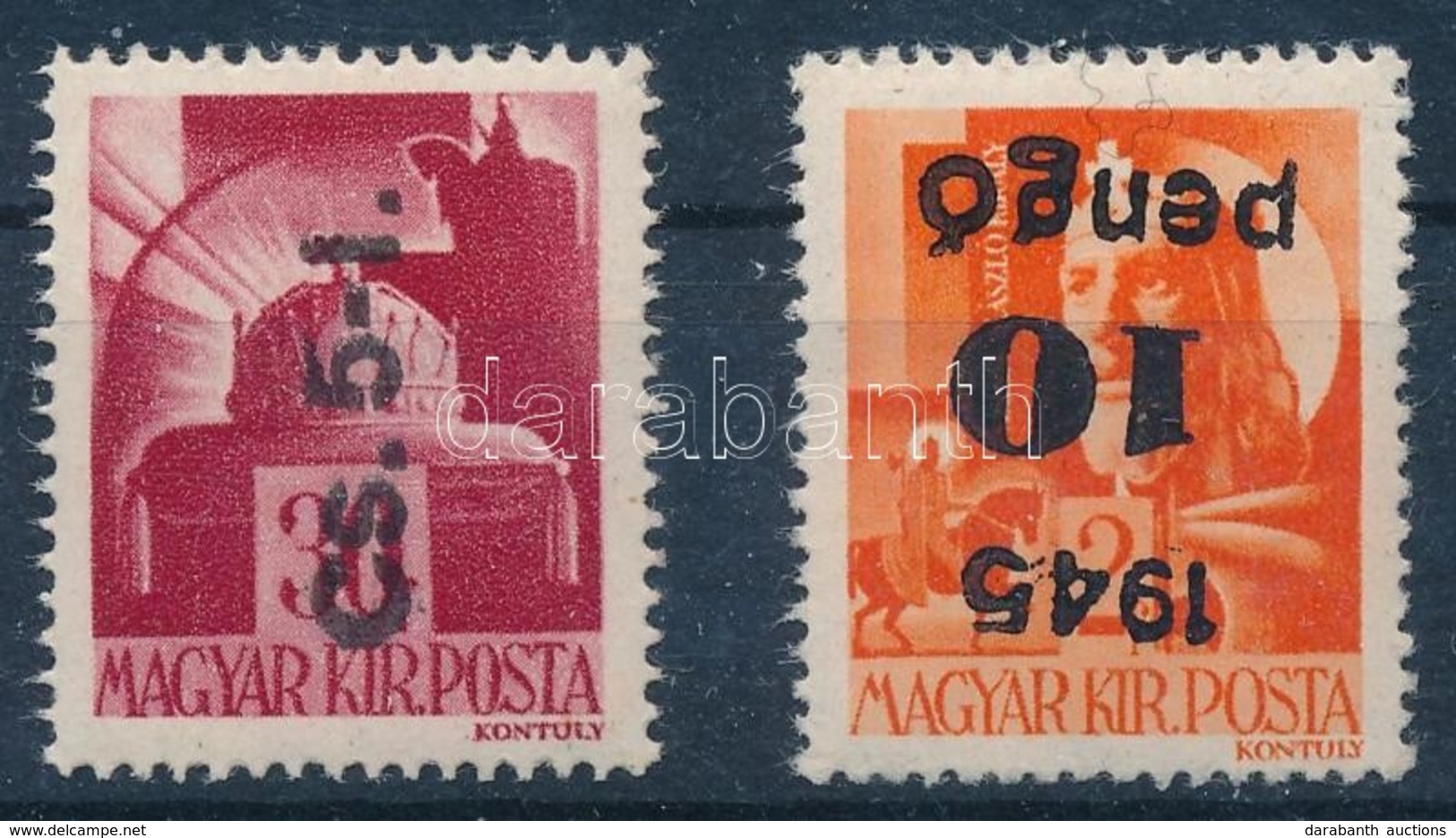 ** 1945 Kisegítő 10P/2f Fordított Fny és Cs.5-I./30f (gar. Nélkül) (33.000) - Altri & Non Classificati