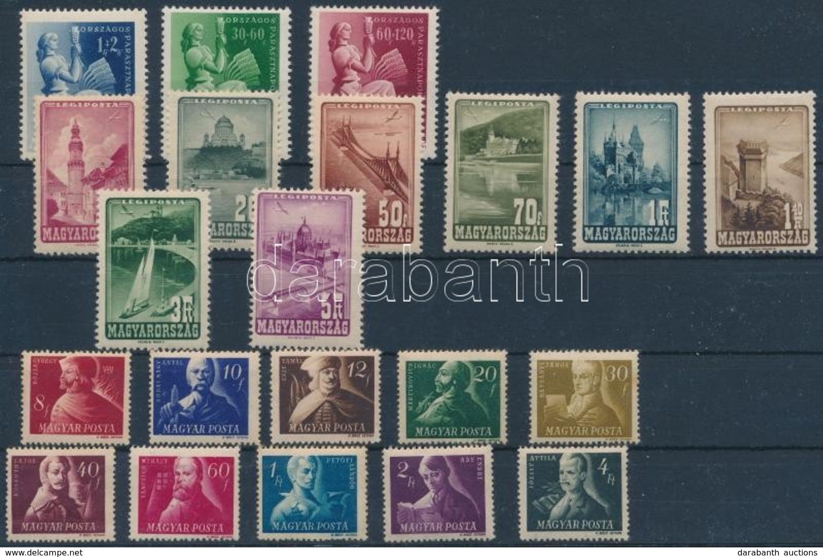 ** 1946-1947 Parasztnapok, Repülő (IV.), Szabadsághőseink 1-1 Sor (8.500) - Altri & Non Classificati