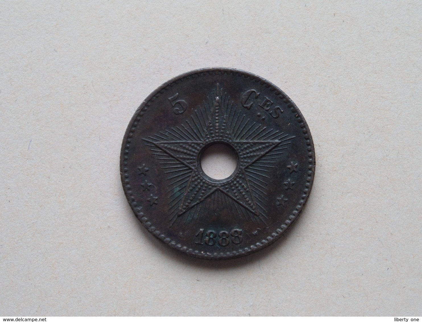 1888 - 5 Cent ( KM 3 ) Uncleaned ! - 1885-1909: Leopold II