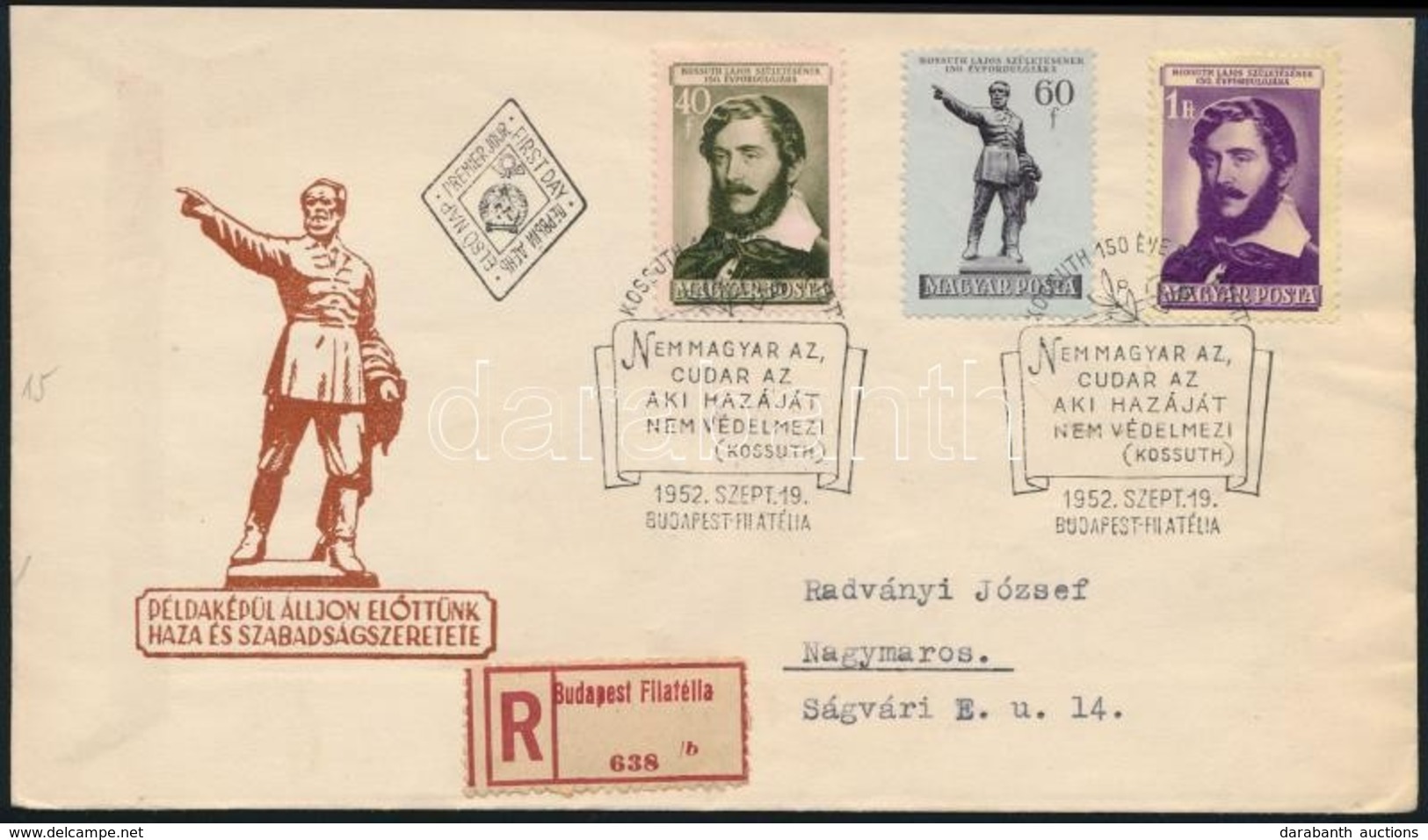 1952 Kossuth Ajánlott FDC - Autres & Non Classés