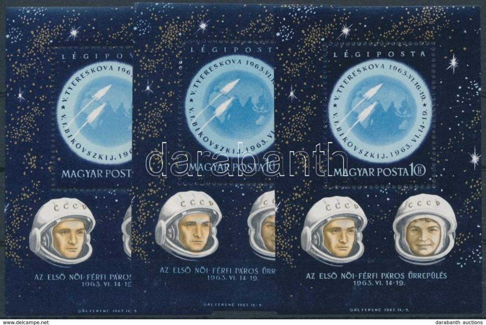 ** 1963 Első Női-férfi Páros űrrepülés 3 Db Blokk (4.500) - Autres & Non Classés