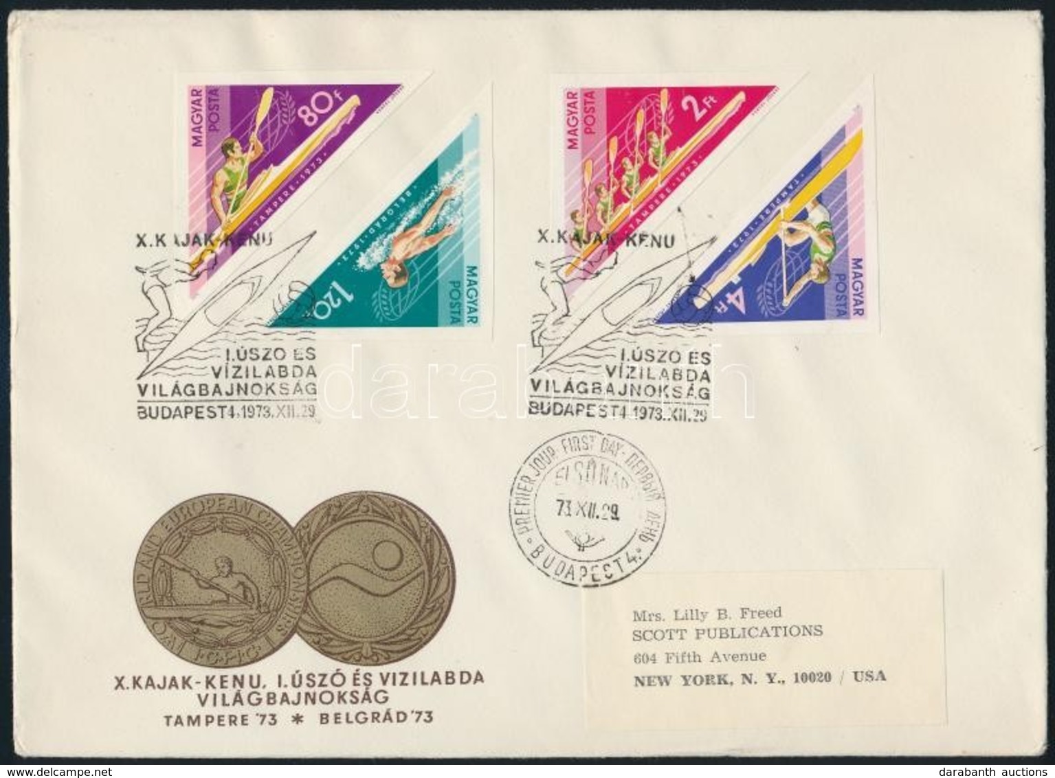 1973 Vízisport VB  Vágott Sor 2 Futott FDC - Altri & Non Classificati