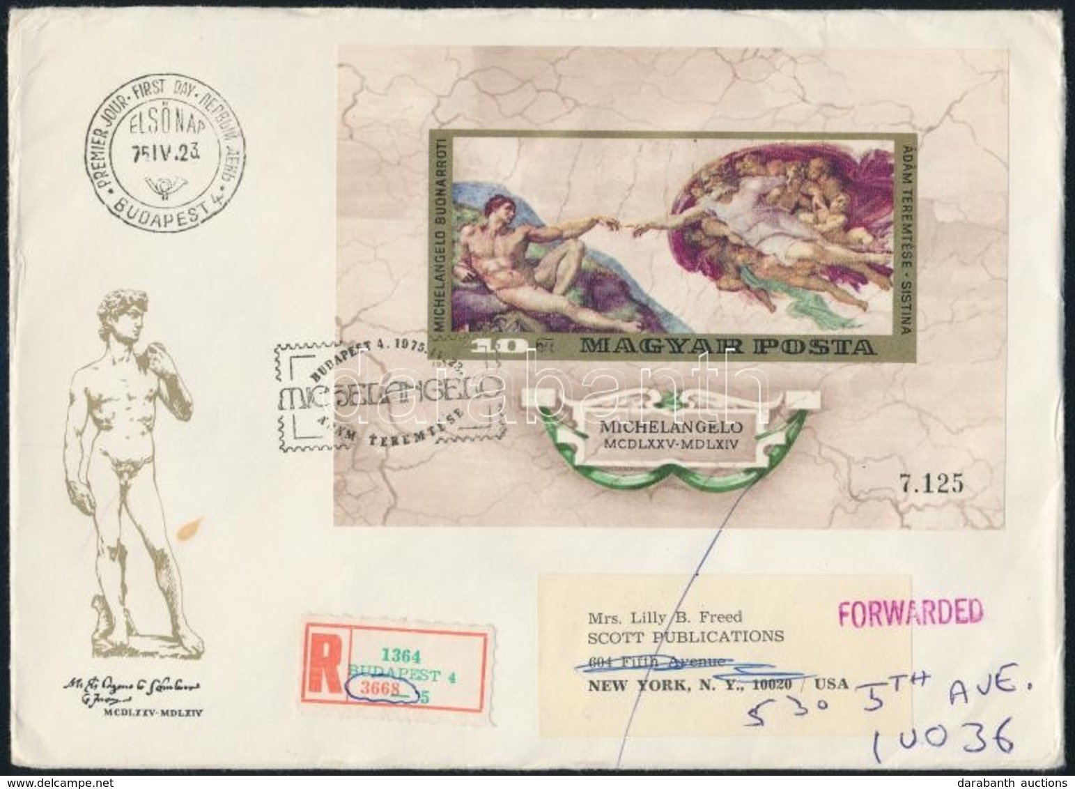 1975 Michelangelo Vágott Blokk FDC - Autres & Non Classés