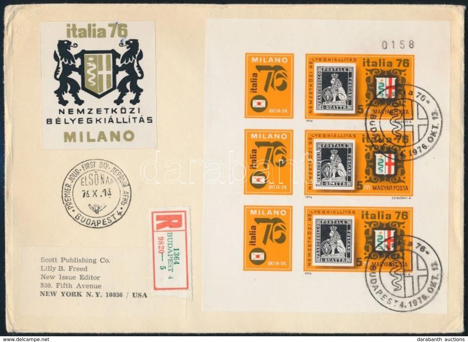 1976 ITALIA Bélyegkiállítás Vágott Blokk Ajánlott FDC - Altri & Non Classificati