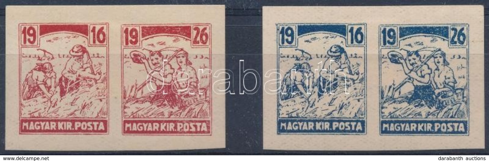 ** 1926/1 Búcsúzó Arató Pár 2 Klf Színű Vágott Pár Az Emlékívből - Altri & Non Classificati