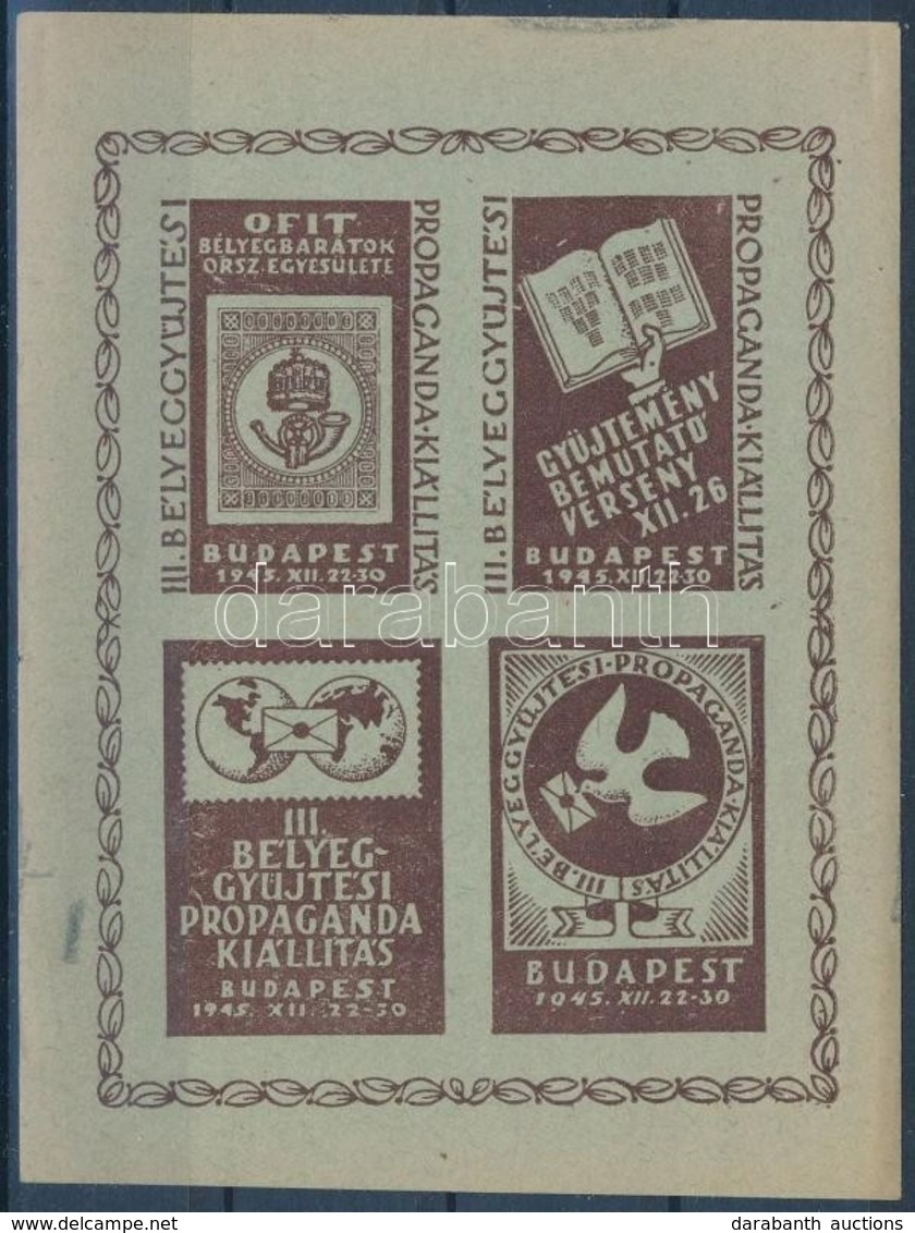 ** 1945/1d III. Bélyeggyűjtési Propaganda Kiállítás Emlékkisív (4.000) - Autres & Non Classés