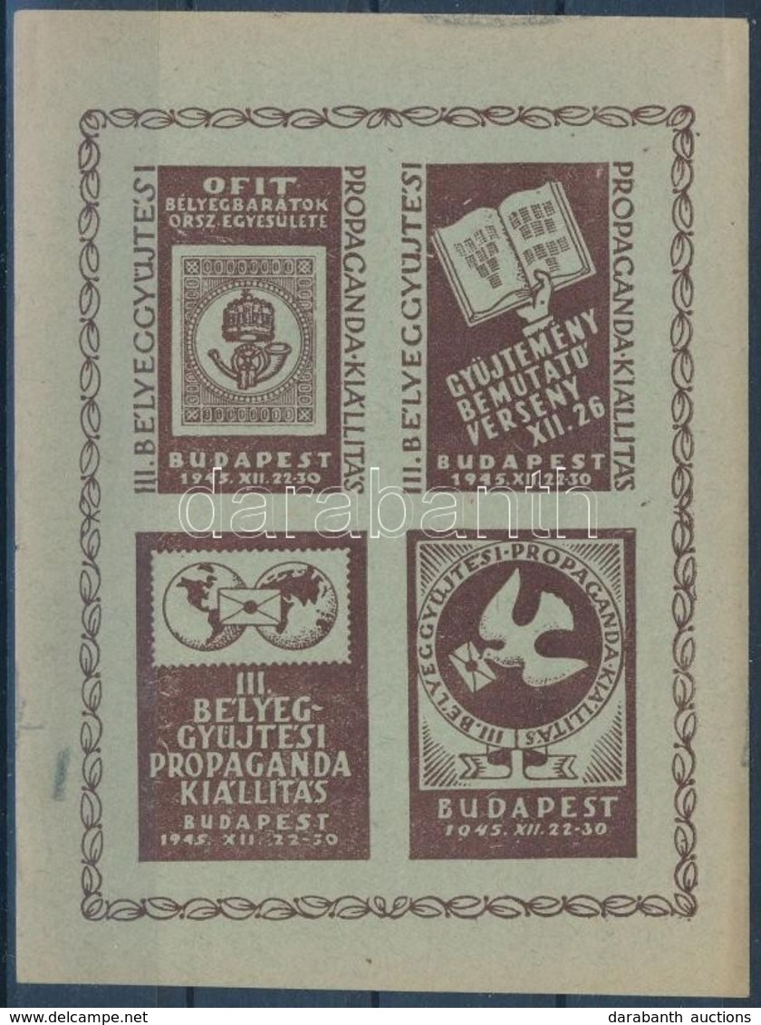 ** 1945/1d III. Bélyeggyűjtési Propaganda Kiállítás Emlékkisív (4.000) - Altri & Non Classificati